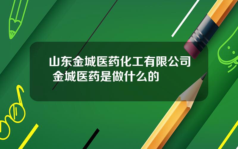 山东金城医药化工有限公司 金城医药是做什么的